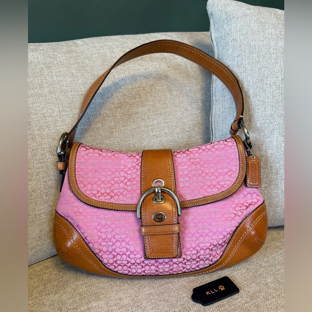 Vintage Y2K Coach Large Soho Pink/Tan Jacquard